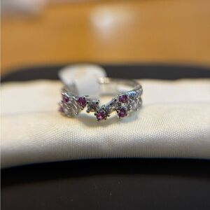 Elegant Silver and Purple Women's Ring